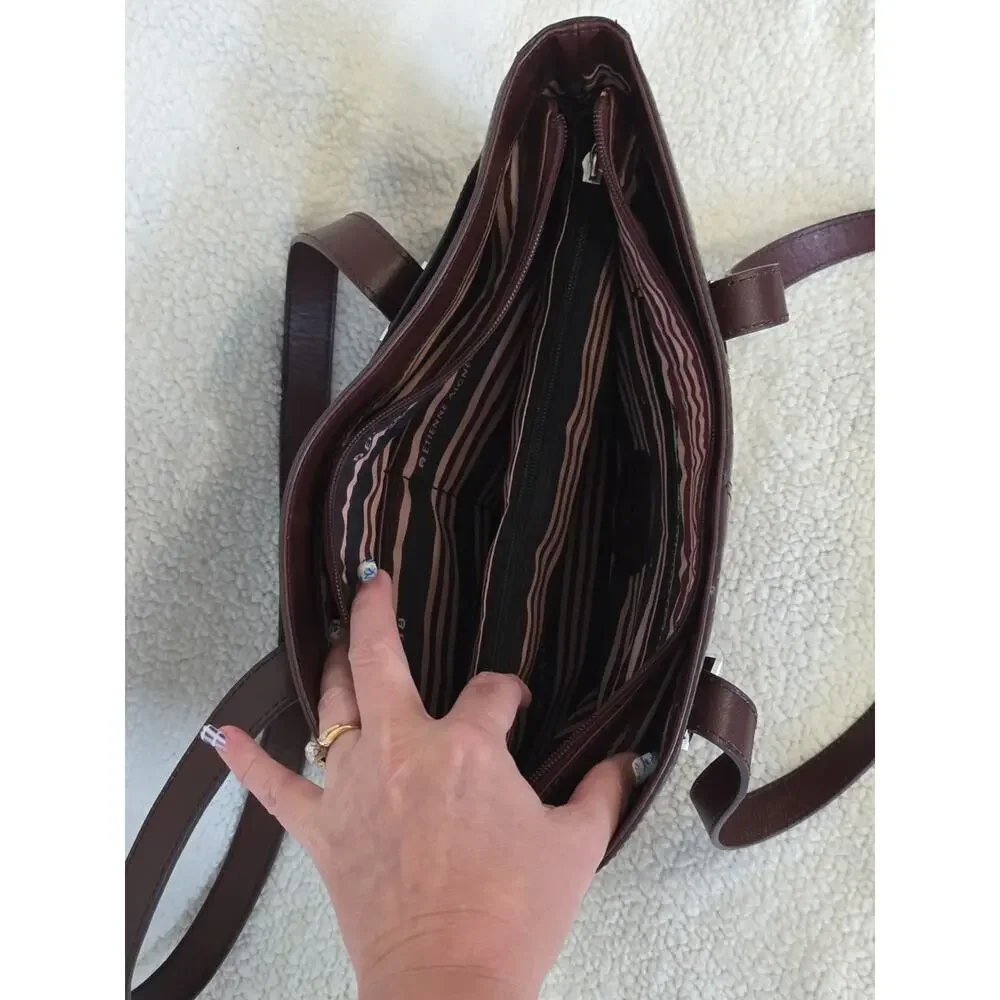 Etienne Aigner Burgundy Leather Tote Shoulder Bag Double Handle Retro Y2K Style